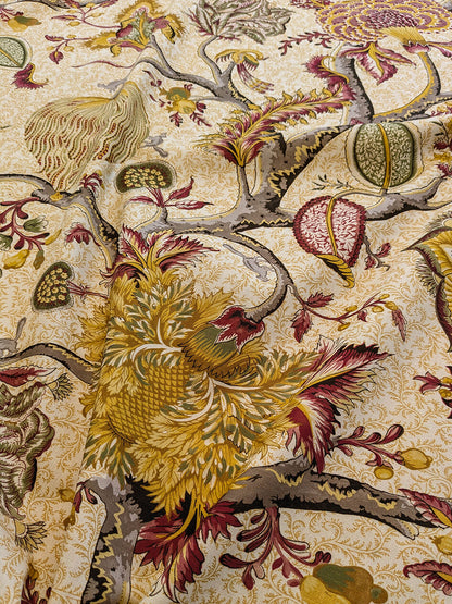 Scalamandre Pondicherry Cotton Print Coral on Gold Red Animal Jacobean Animal MSRP USD 292/y