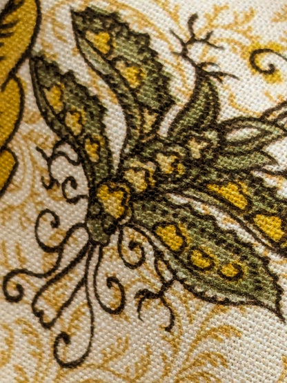 Scalamandre Pondicherry Cotton Print Coral on Gold Red Animal Jacobean Animal MSRP USD 292/y