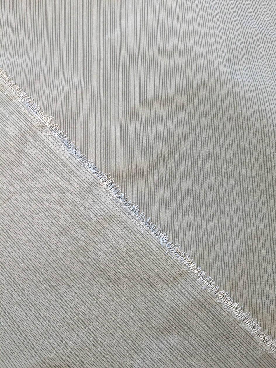 Scalamandre Astley Silk Strie Sage Gray White Pin Stripe Small Scale MSRP USD350+/yard
