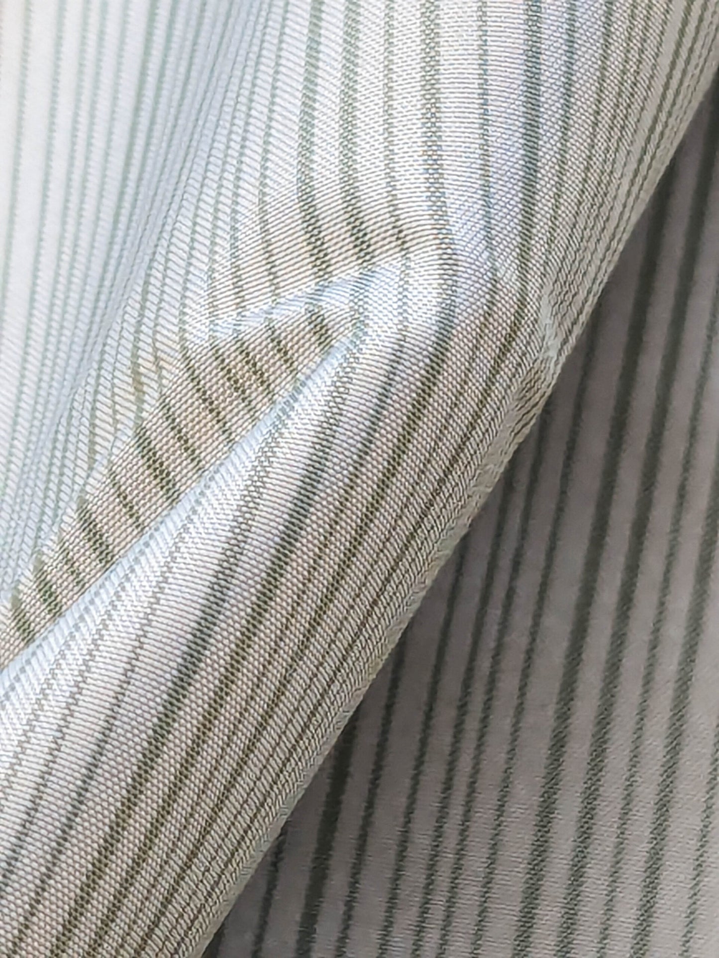 Scalamandre Astley Silk Strie Sage Gray White Pin Stripe Small Scale MSRP USD350+/yard