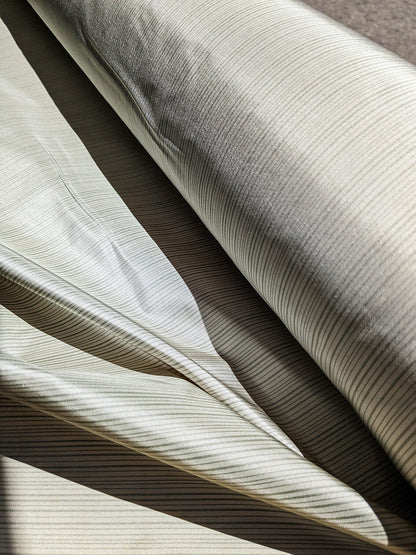 Scalamandre Astley Silk Strie Sage Gray White Pin Stripe Small Scale MSRP USD350+/yard