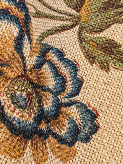 Scalamandre Faissan on Hessian Rust Brown Red Green Blue 100% Jute Bird Animals Tree Foliage MSRP USD 496/y