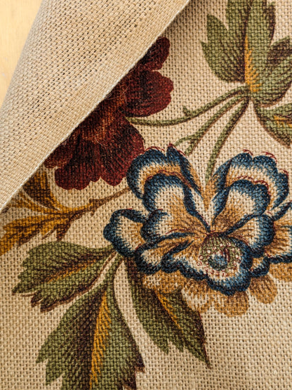 Scalamandre Faissan on Hessian Rust Brown Red Green Blue 100% Jute Bird Animals Tree Foliage MSRP USD 496/y