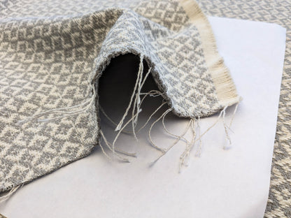 Scalamandre Khiva Weave Pearl Gray White Small Scale Geometric Diamond 100% Cotton MSRP USD180/yd