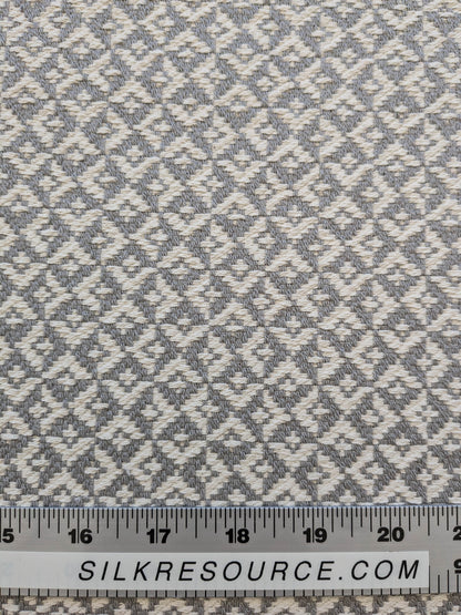 Scalamandre Khiva Weave Pearl Gray White Small Scale Geometric Diamond 100% Cotton MSRP USD180/yd
