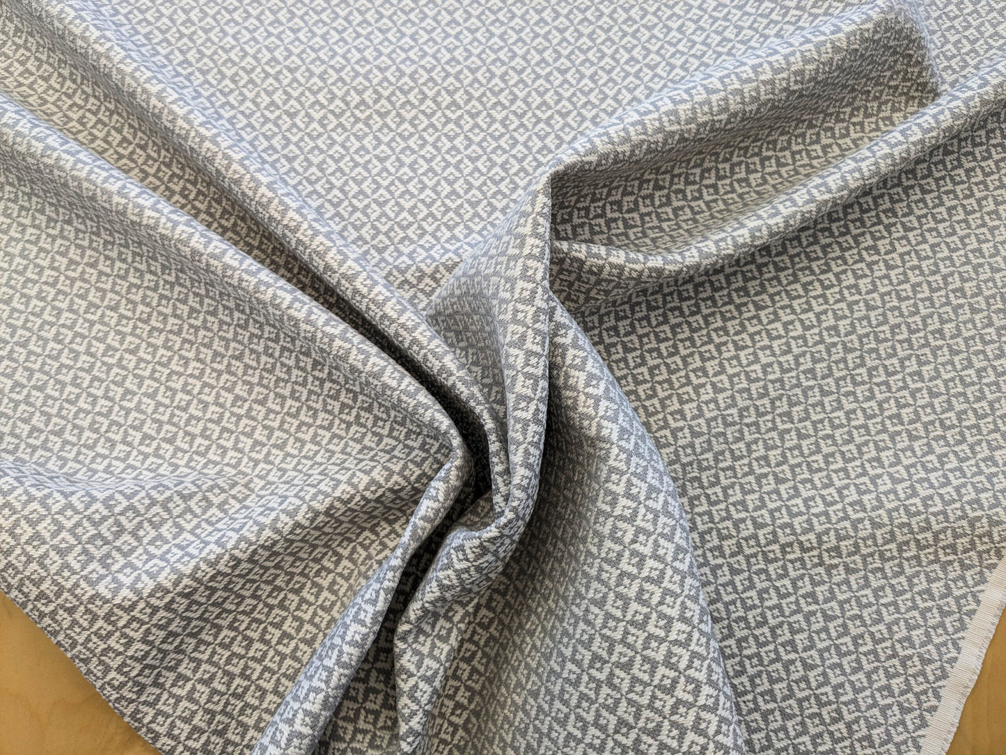 Scalamandre Khiva Weave Pearl Gray White Small Scale Geometric Diamond 100% Cotton MSRP USD180/yd