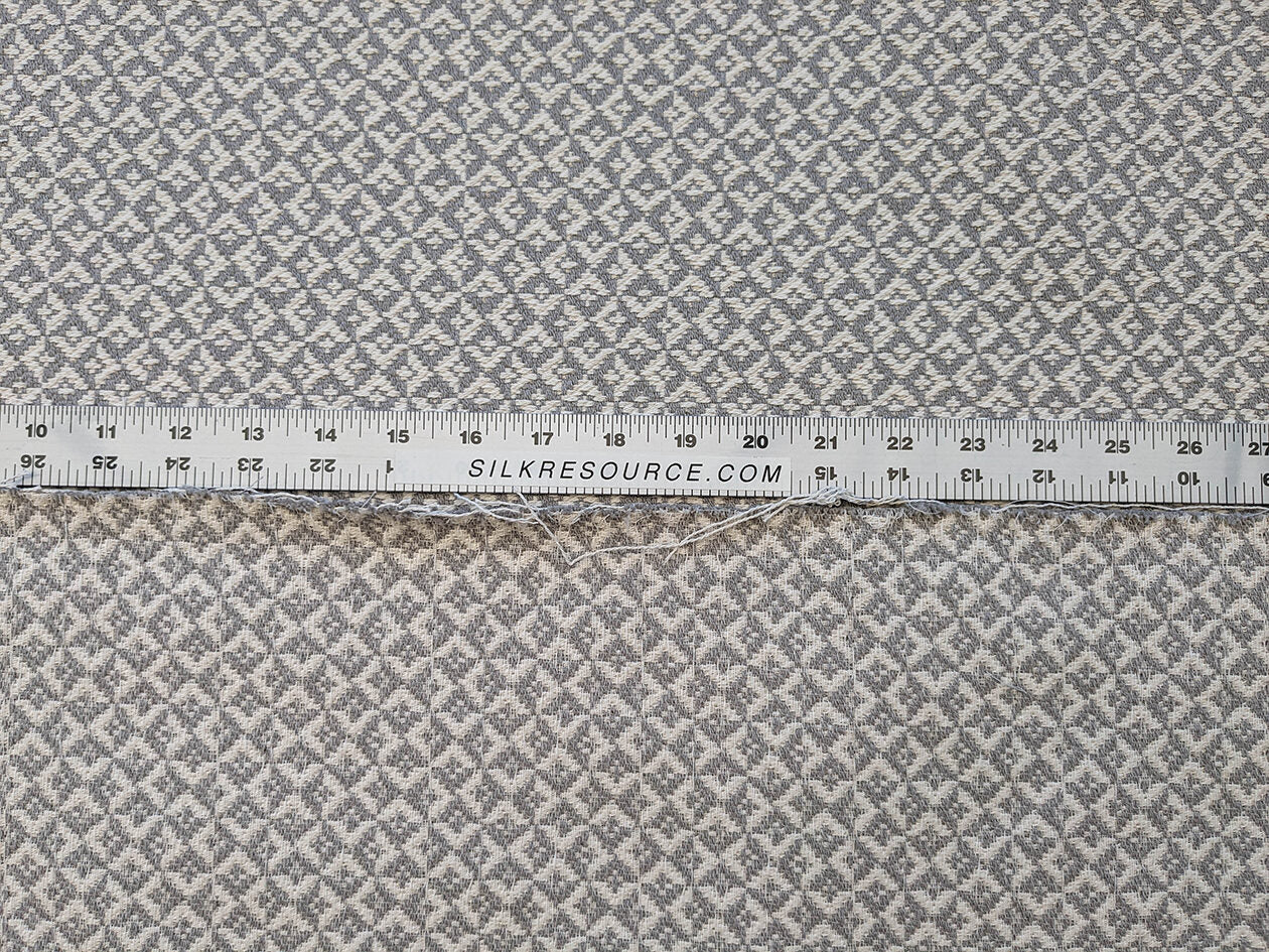 Scalamandre Khiva Weave Pearl Gray White Small Scale Geometric Diamond 100% Cotton MSRP USD180/yd