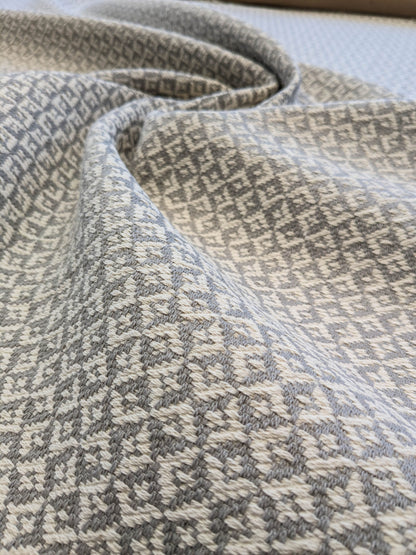 Scalamandre Khiva Weave Pearl Gray White Small Scale Geometric Diamond 100% Cotton MSRP USD180/yd