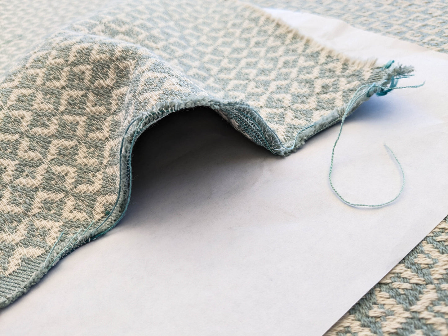 Scalamandre Khiva Weave Cloud Blue White Small Scale Geometric Diamond 100% Cotton MSRP USD180/yd