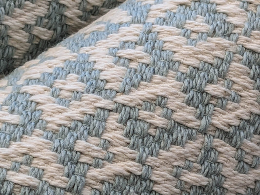 Scalamandre Khiva Weave Cloud Blue White Small Scale Geometric Diamond 100% Cotton MSRP USD180/yd