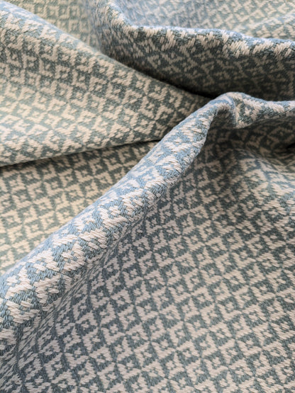 Scalamandre Khiva Weave Cloud Blue White Small Scale Geometric Diamond 100% Cotton MSRP USD180/yd