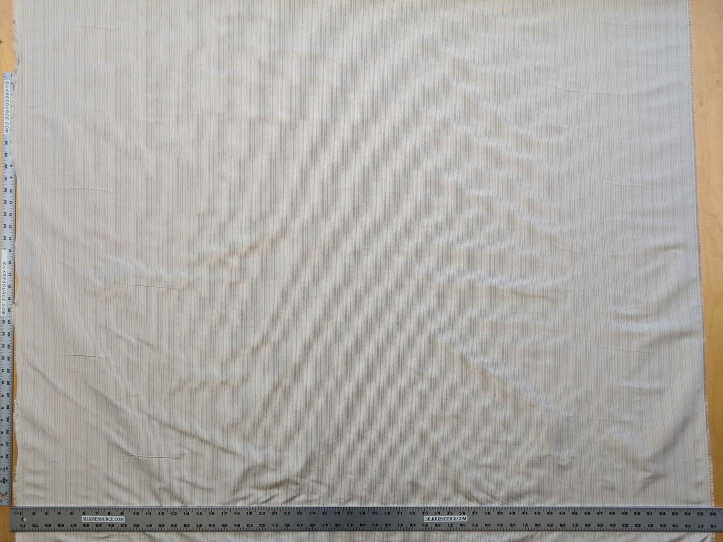 Scalamandre Astley Silk Strie Celadon Green White Pin Stripe Small Scale MSRP USD350+/yard.