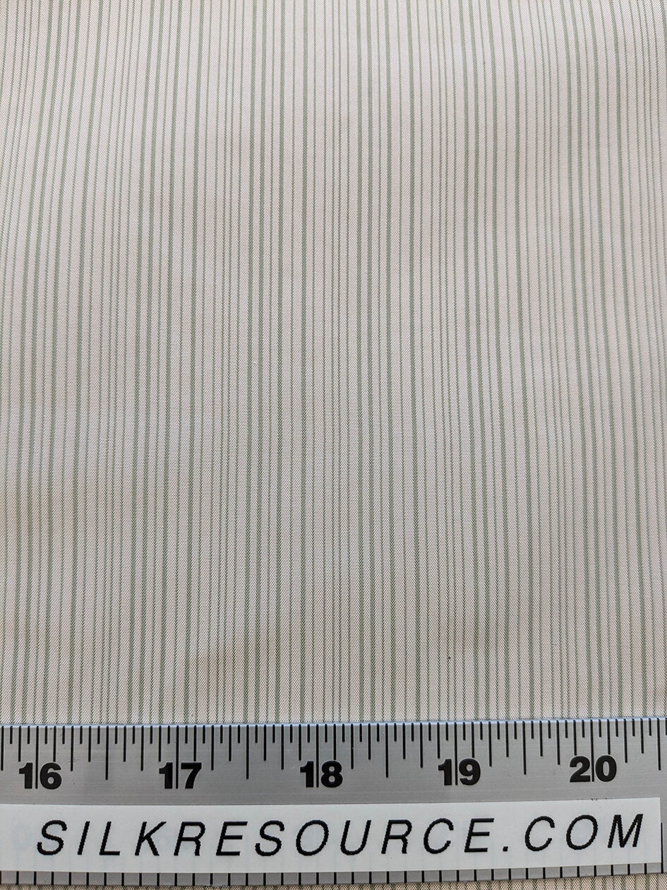 Scalamandre Astley Silk Strie Celadon Green White Pin Stripe Small Scale MSRP USD350+/yard.