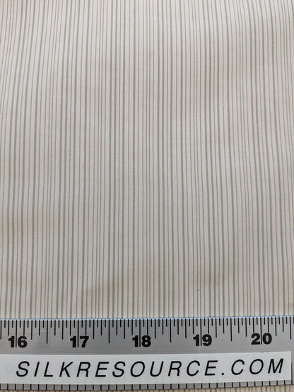 Scalamandre Astley Silk Strie Celadon Green White Pin Stripe Small Scale MSRP USD350+/yard.