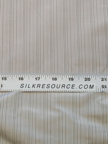 Scalamandre Astley Silk Strie Celadon Green White Pin Stripe Small Scale MSRP USD350+/yard.