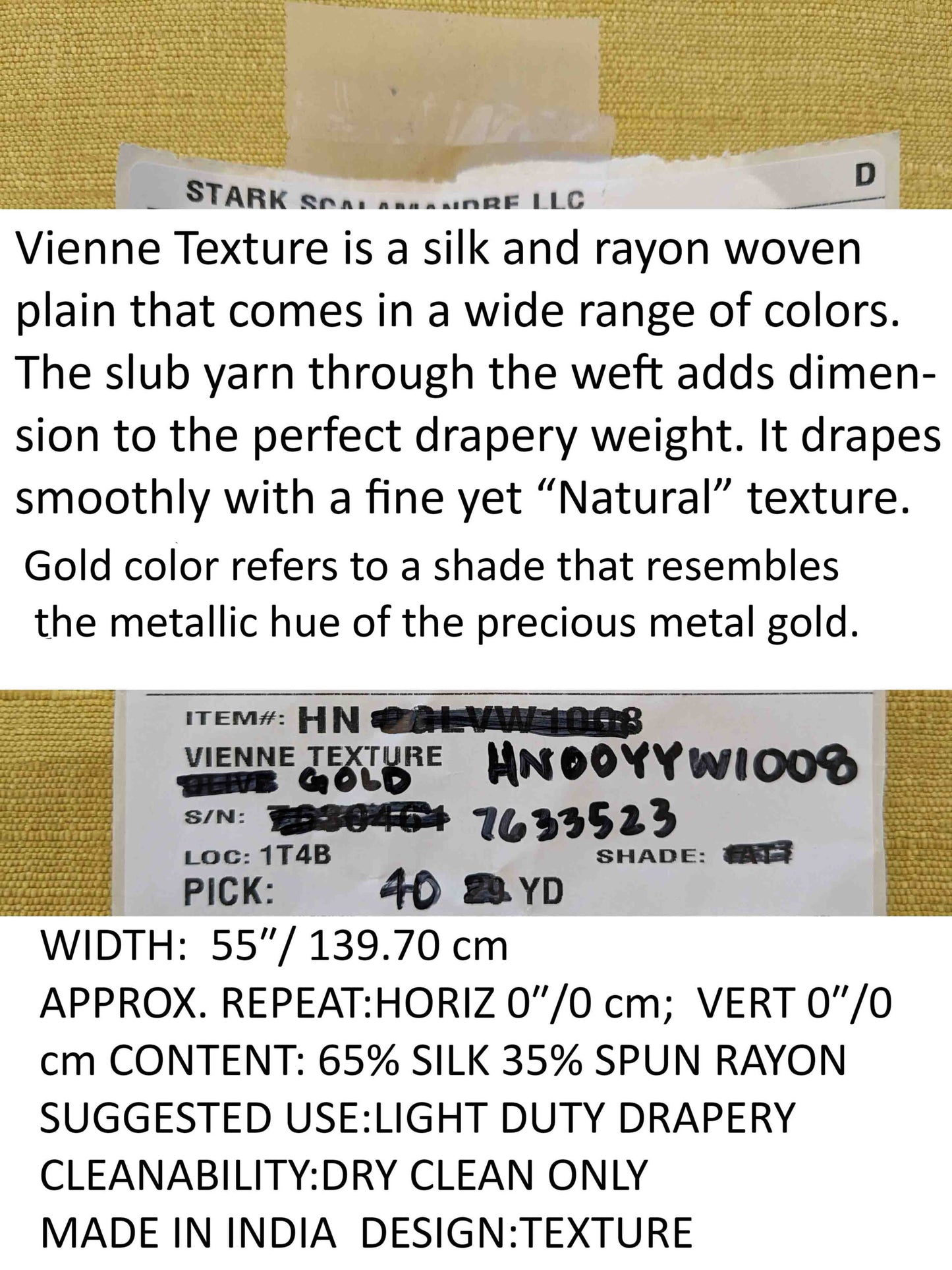 Scalamandre Vienne Texture Gold Yellow Silk Solid Texture MSRP USD 276/y