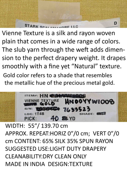 Scalamandre Vienne Texture Gold Yellow Silk Solid Texture MSRP USD 276/y