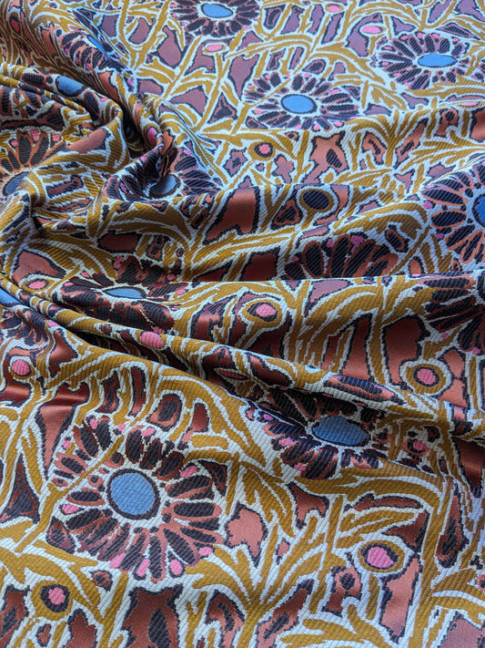 Lelievre Paris Lalique Bois Silk Medallion Botanical Brown Orange Blue Small Scale MSRP 300+/y  51" x 39"