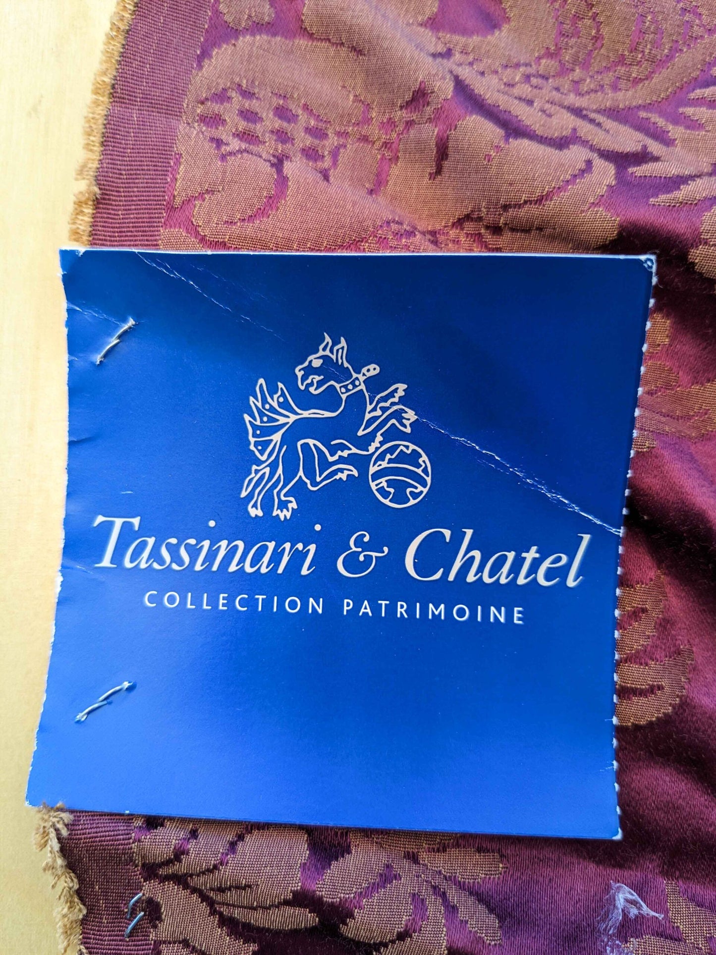 Tassinari &amp; Chatel Mortemer Bordeaux Red Damask Medallion Cupro Viscose Renaissance 51"x 42" Long MSRP USD 300++/Y