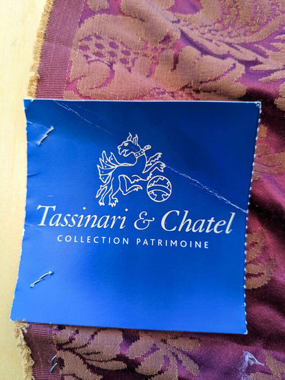 Tassinari &amp; Chatel Mortemer Bordeaux Red Damask Medallion Cupro Viscose Renaissance 51"x 42" Long MSRP USD 300++/Y