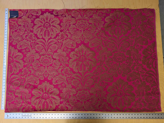 1Y+ Lelievre Paris Coppelia Amarante Cotton Linen Pink Damask Cotton Linen Medallion Renaissance