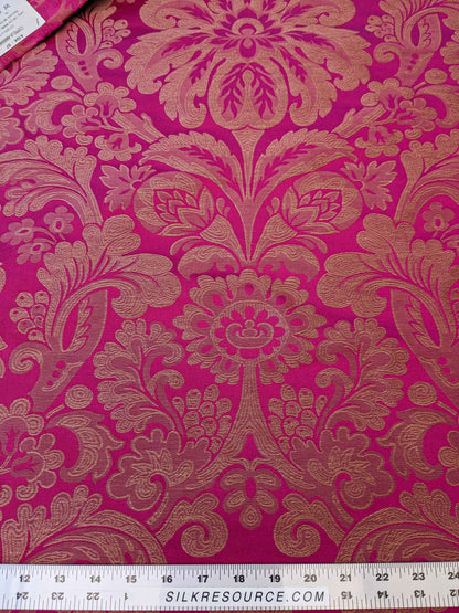 1Y+ Lelievre Paris Coppelia Amarante Cotton Linen Pink Damask Cotton Linen Medallion Renaissance