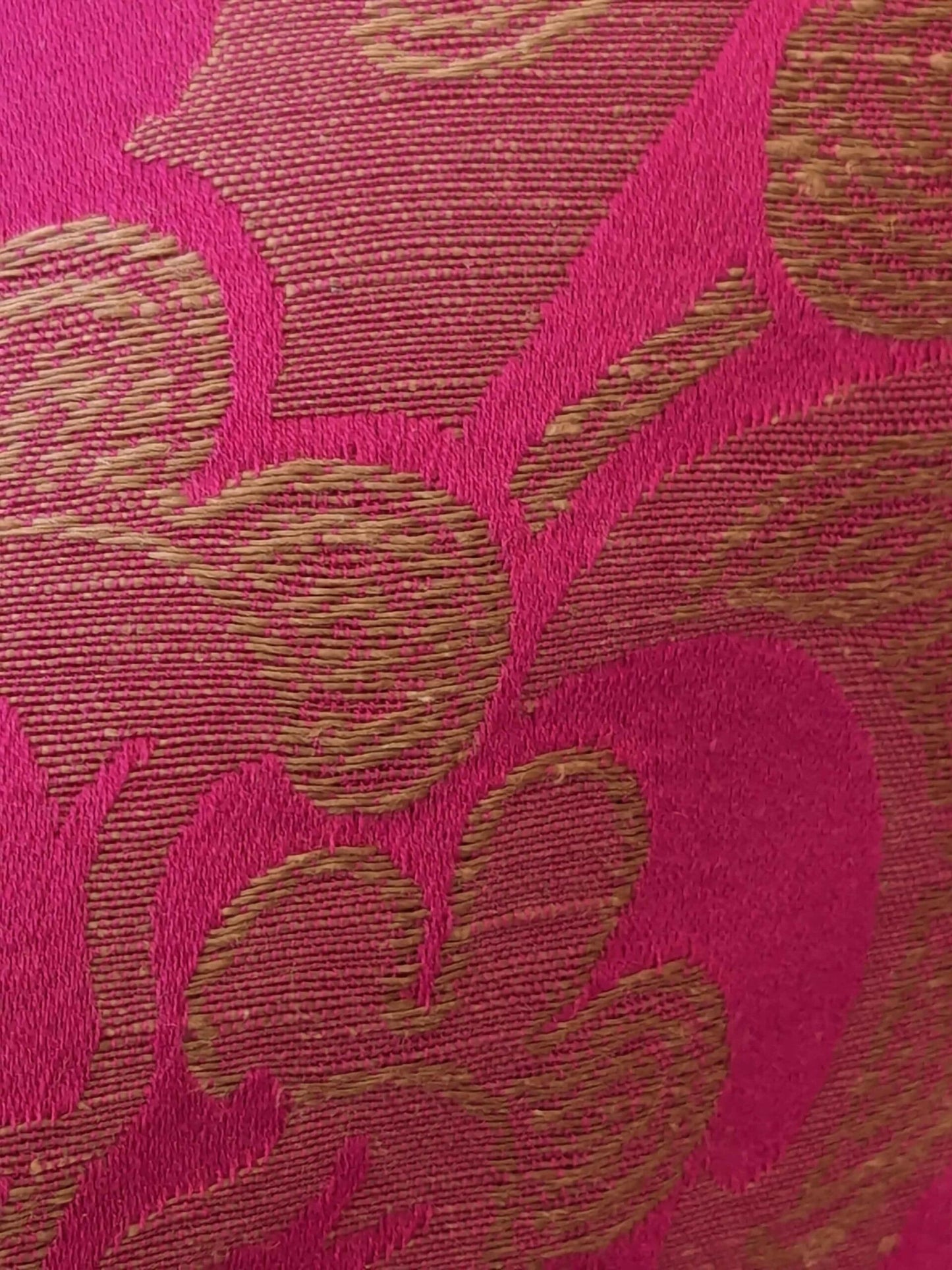 1Y+ Lelievre Paris Coppelia Amarante Cotton Linen Pink Damask Cotton Linen Medallion Renaissance