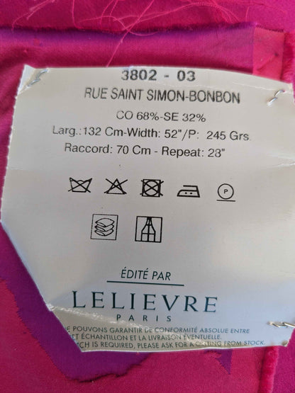 Sonia Rykiel Maison Rue Saint Simon Bonbon Cotton Silk Pink Art Deco Abstract Botanical MSRP USD300+/y 54" x 36.5"