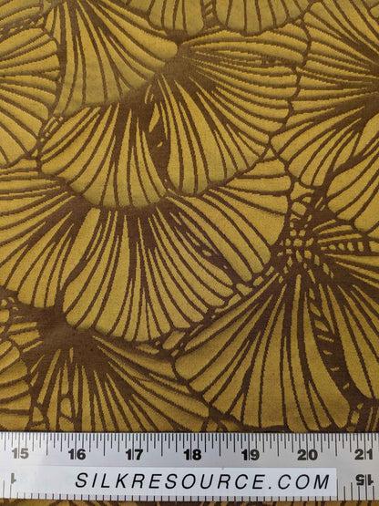 Lelievre Paris Gorgone Or Novelty Art Deco Wool Ginkgo Leaf Fan Silk Yellow Gold Gilded 51″ x 37″