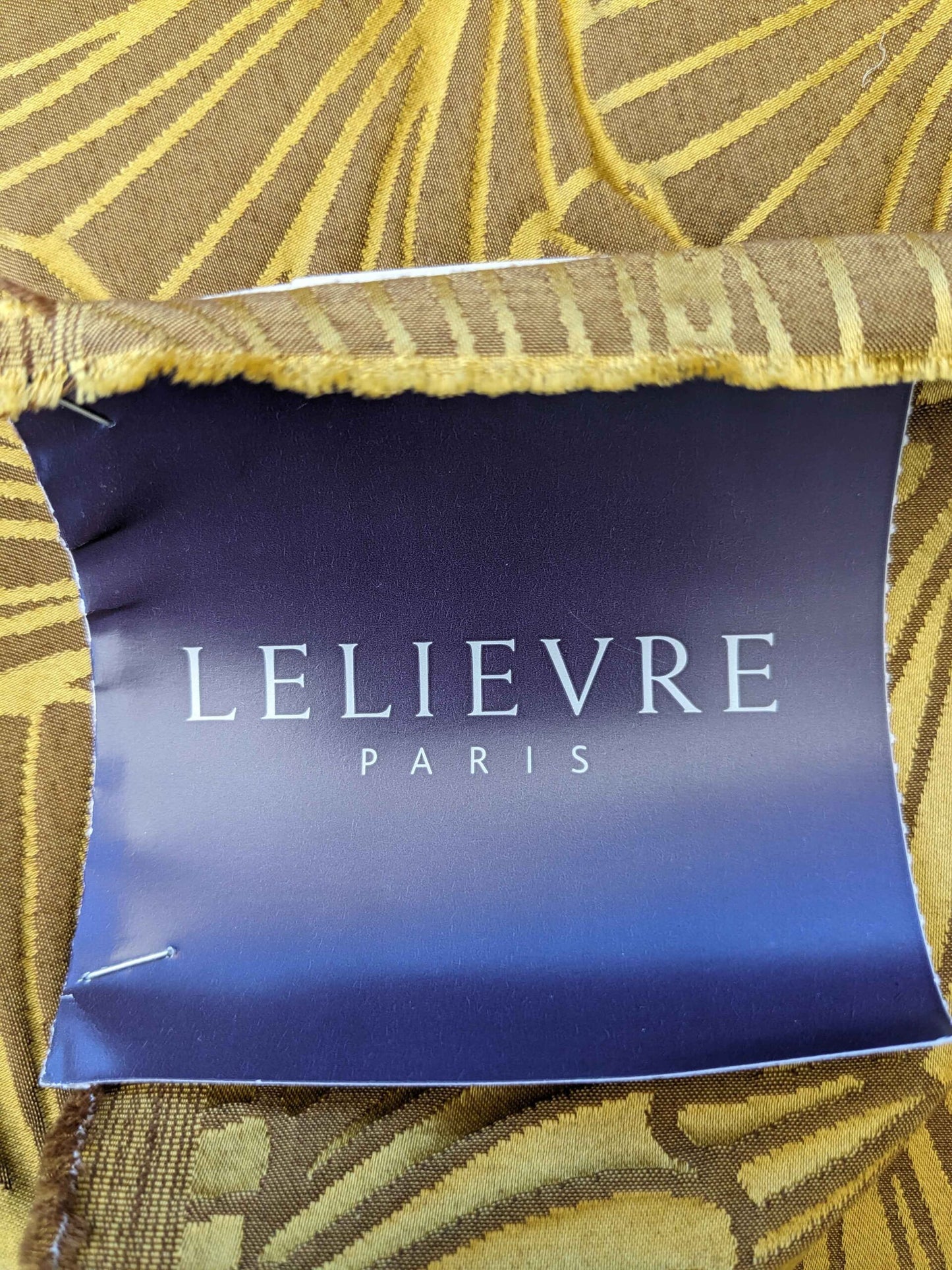 Lelievre Paris Gorgone Or Novelty Art Deco Wool Ginkgo Leaf Fan Silk Yellow Gold Gilded 51″ x 37″