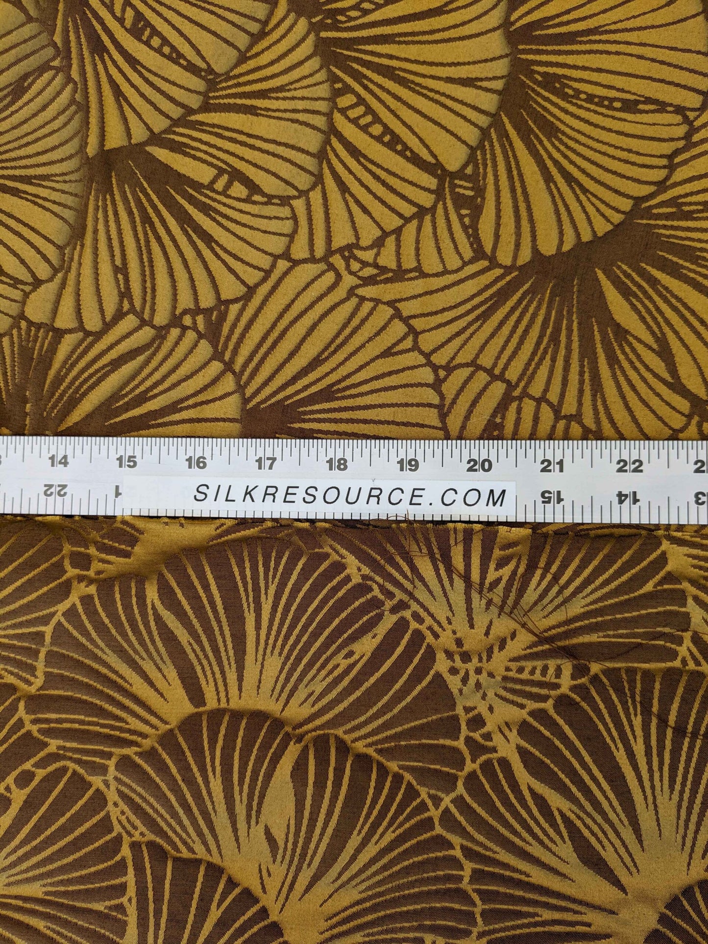 Lelievre Paris Gorgone Or Novelty Art Deco Wool Ginkgo Leaf Fan Silk Yellow Gold Gilded 51″ x 37″