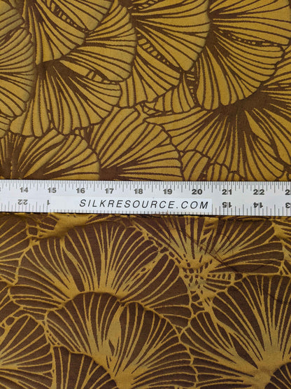 Lelievre Paris Gorgone Or Novelty Art Deco Wool Ginkgo Leaf Fan Silk Yellow Gold Gilded 51″ x 37″