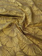 Lelievre Paris Gorgone Or Novelty Art Deco Wool Ginkgo Leaf Fan Silk Yellow Gold Gilded 51″ x 37″