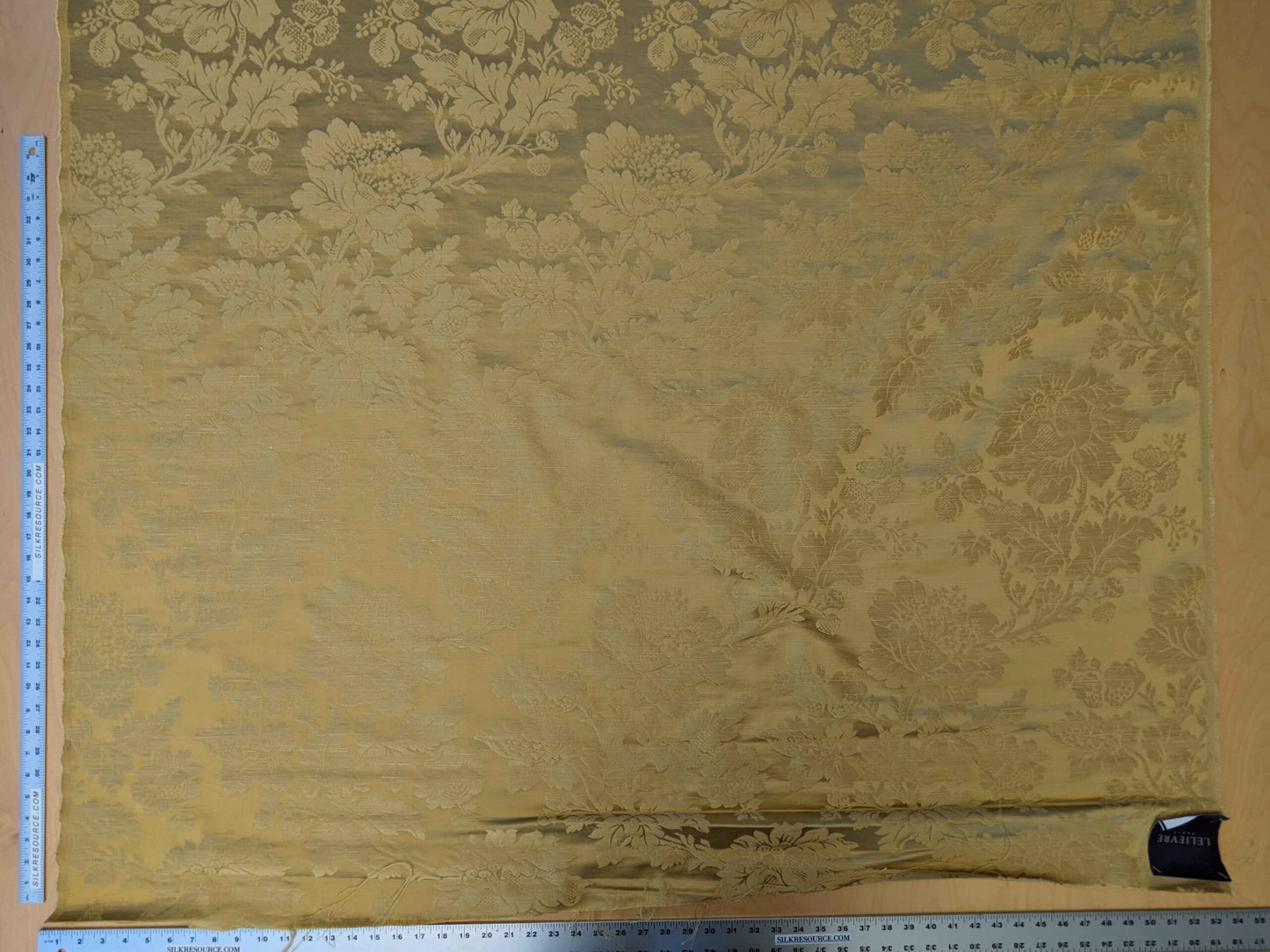 2y Lelievre Paris Damas Delacroix Soufre Cotton Damask Gold Botanical Floral Large Pattern Historic Renaissance  MSRP USD 522/y