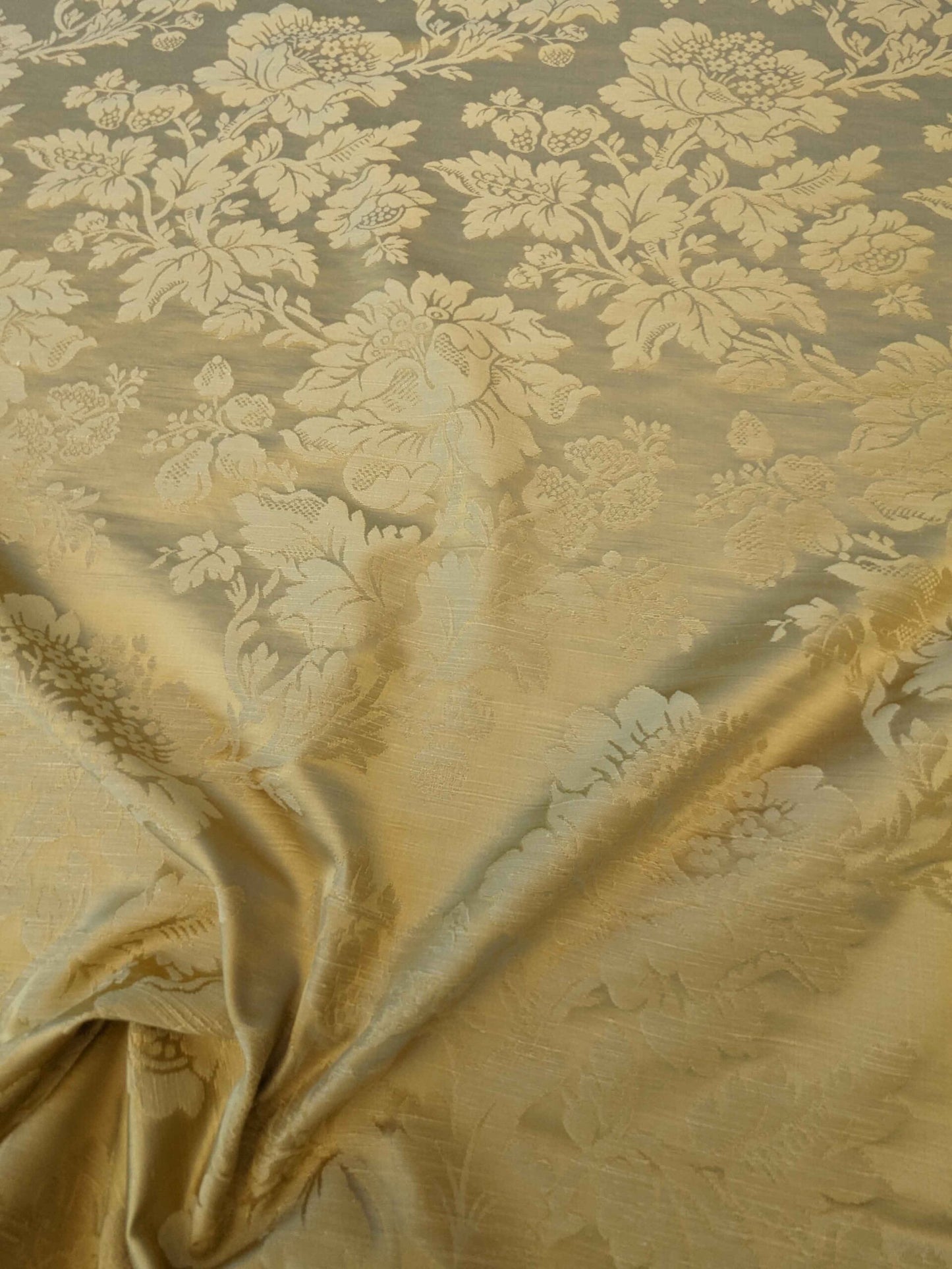 2y Lelievre Paris Damas Delacroix Soufre Cotton Damask Gold Botanical Floral Large Pattern Historic Renaissance  MSRP USD 522/y