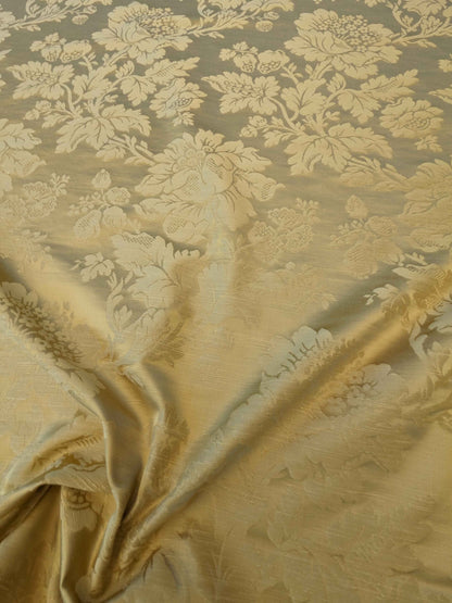 2y Lelievre Paris Damas Delacroix Soufre Cotton Damask Gold Botanical Floral Large Pattern Historic Renaissance  MSRP USD 522/y