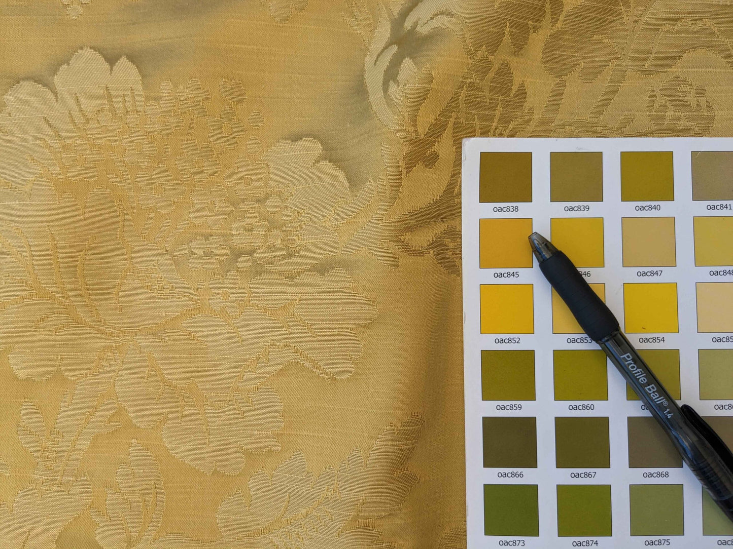 2y Lelievre Paris Damas Delacroix Soufre Cotton Damask Gold Botanical Floral Large Pattern Historic Renaissance  MSRP USD 522/y