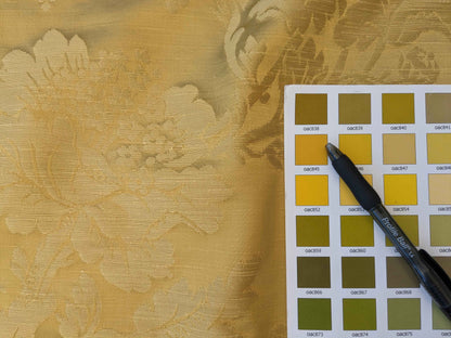 2y Lelievre Paris Damas Delacroix Soufre Cotton Damask Gold Botanical Floral Large Pattern Historic Renaissance  MSRP USD 522/y