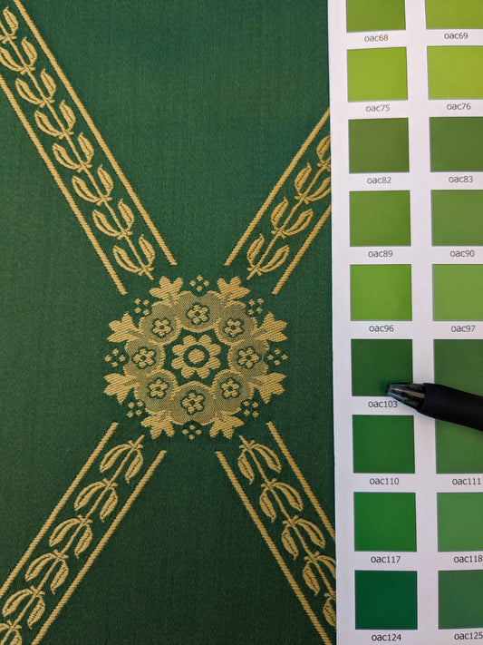 2.5y Scalamandre Diamond Lattice Green Gold Neoclassical Silk Brocade Large Pattern