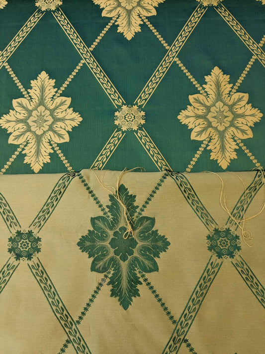 Scalamandre Diamond Lattice Silk Brocade - Green Gold