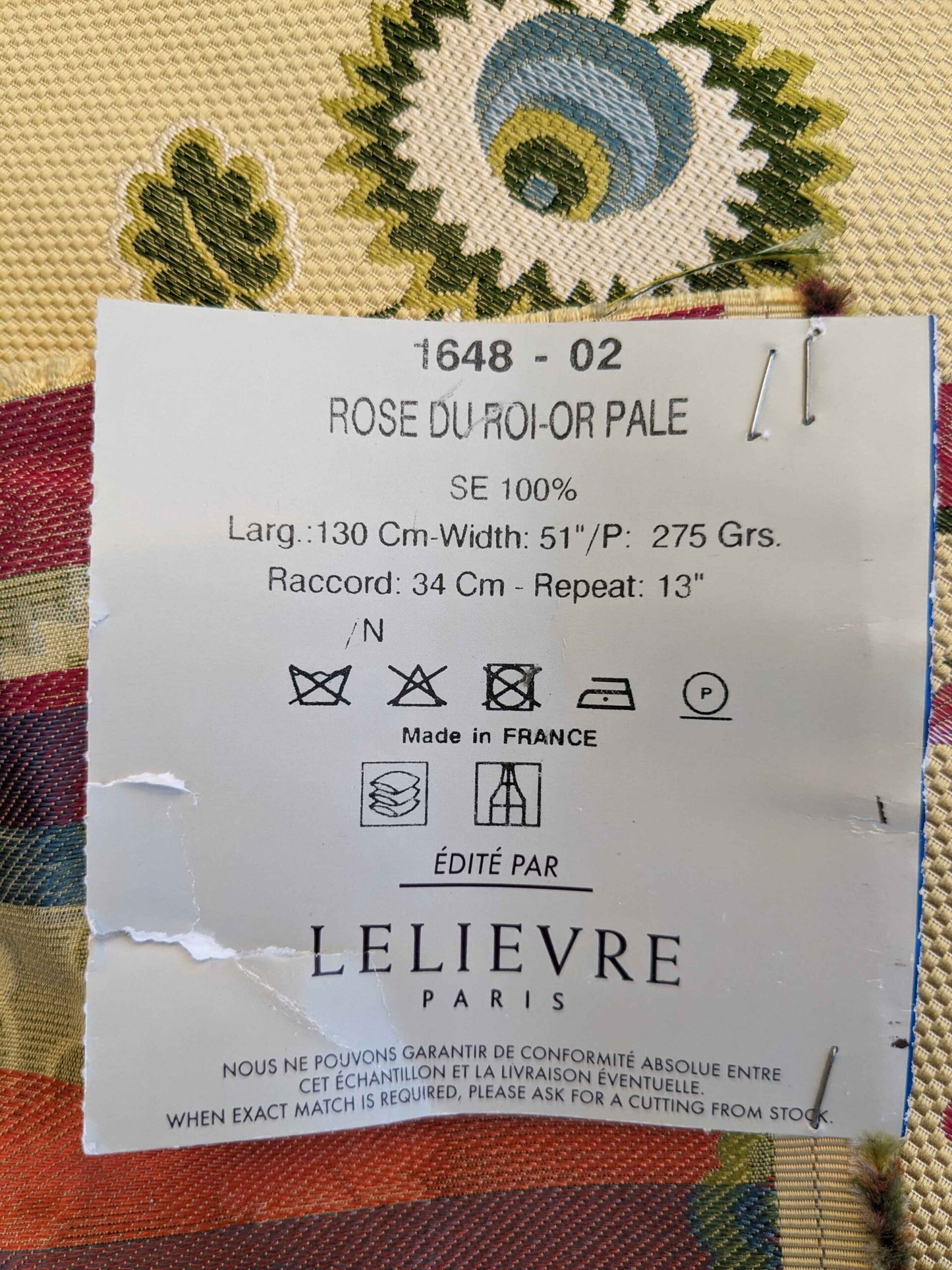 Tassinari and Chatel Rose Du Roi Or Pale Silk Floral Botanical Tree Foliage Stripe 51"Width x 45" Length