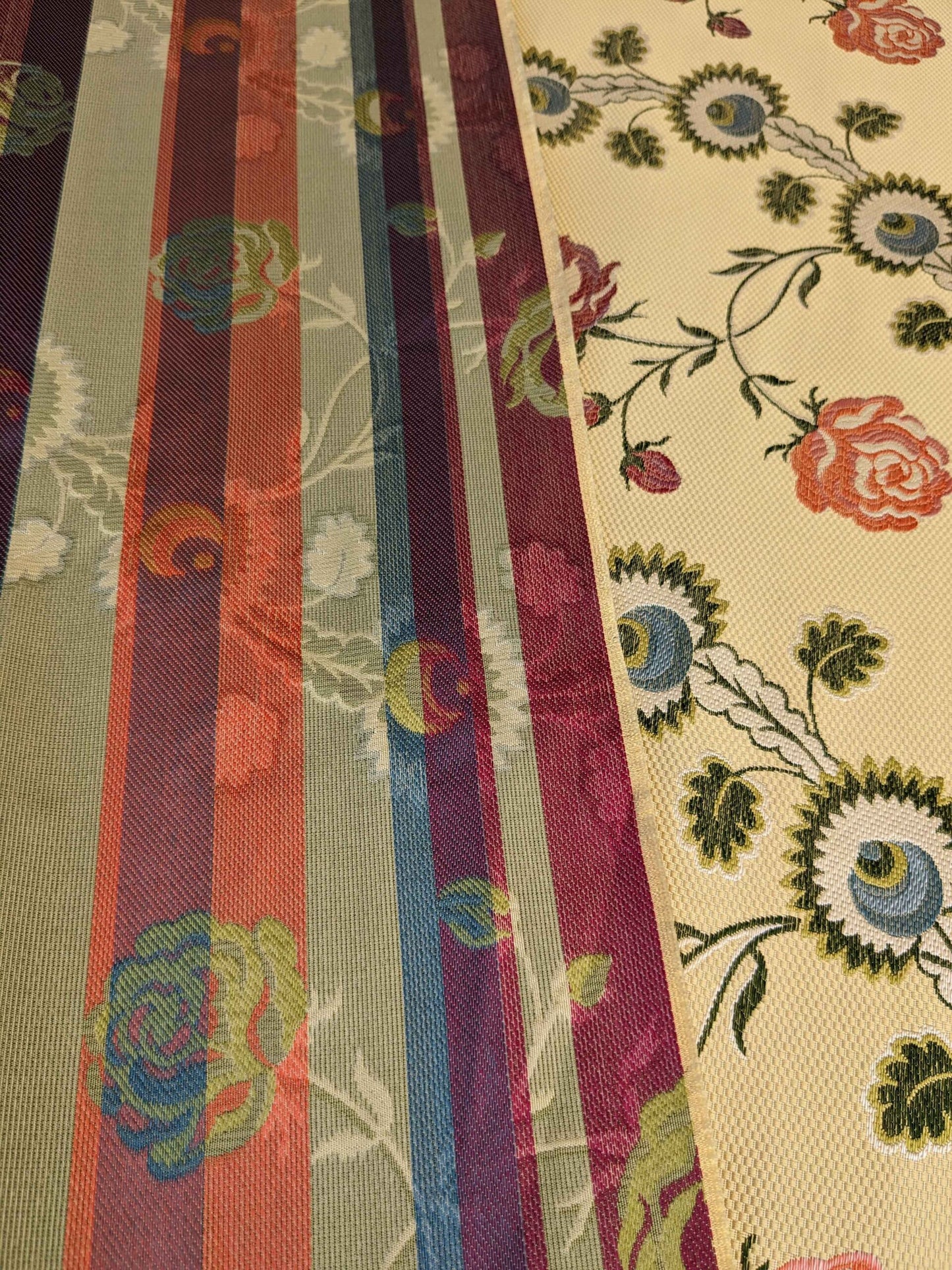 Tassinari and Chatel Rose Du Roi Or Pale Silk Floral Botanical Tree Foliage Stripe 51"Width x 45" Length