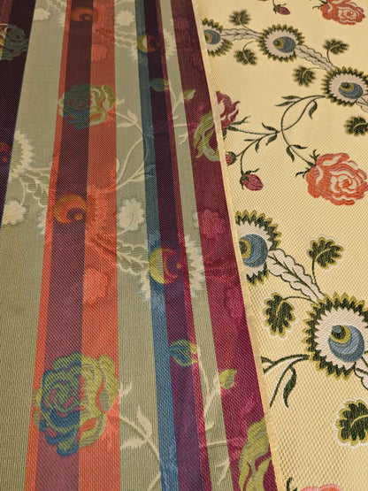 Tassinari and Chatel Rose Du Roi Or Pale Silk Floral Botanical Tree Foliage Stripe 51"Width x 45" Length