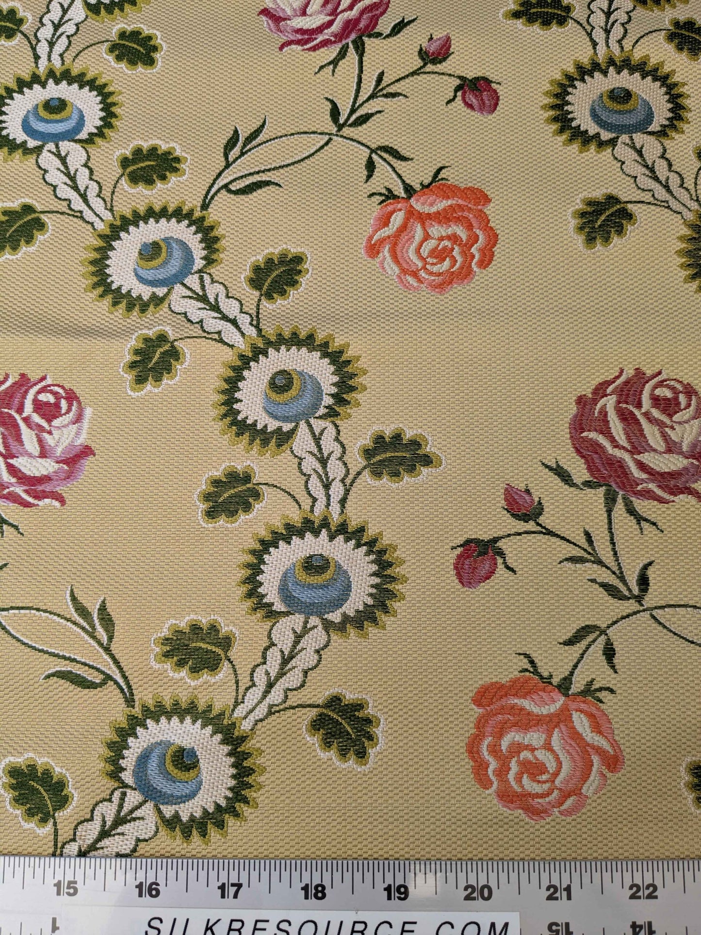 Tassinari and Chatel Rose Du Roi Or Pale Silk Floral Botanical Tree Foliage Stripe 51"Width x 45" Length