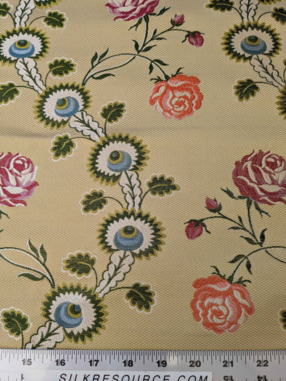 Tassinari and Chatel Rose Du Roi Or Pale Silk Floral Botanical Tree Foliage Stripe 51"Width x 45" Length