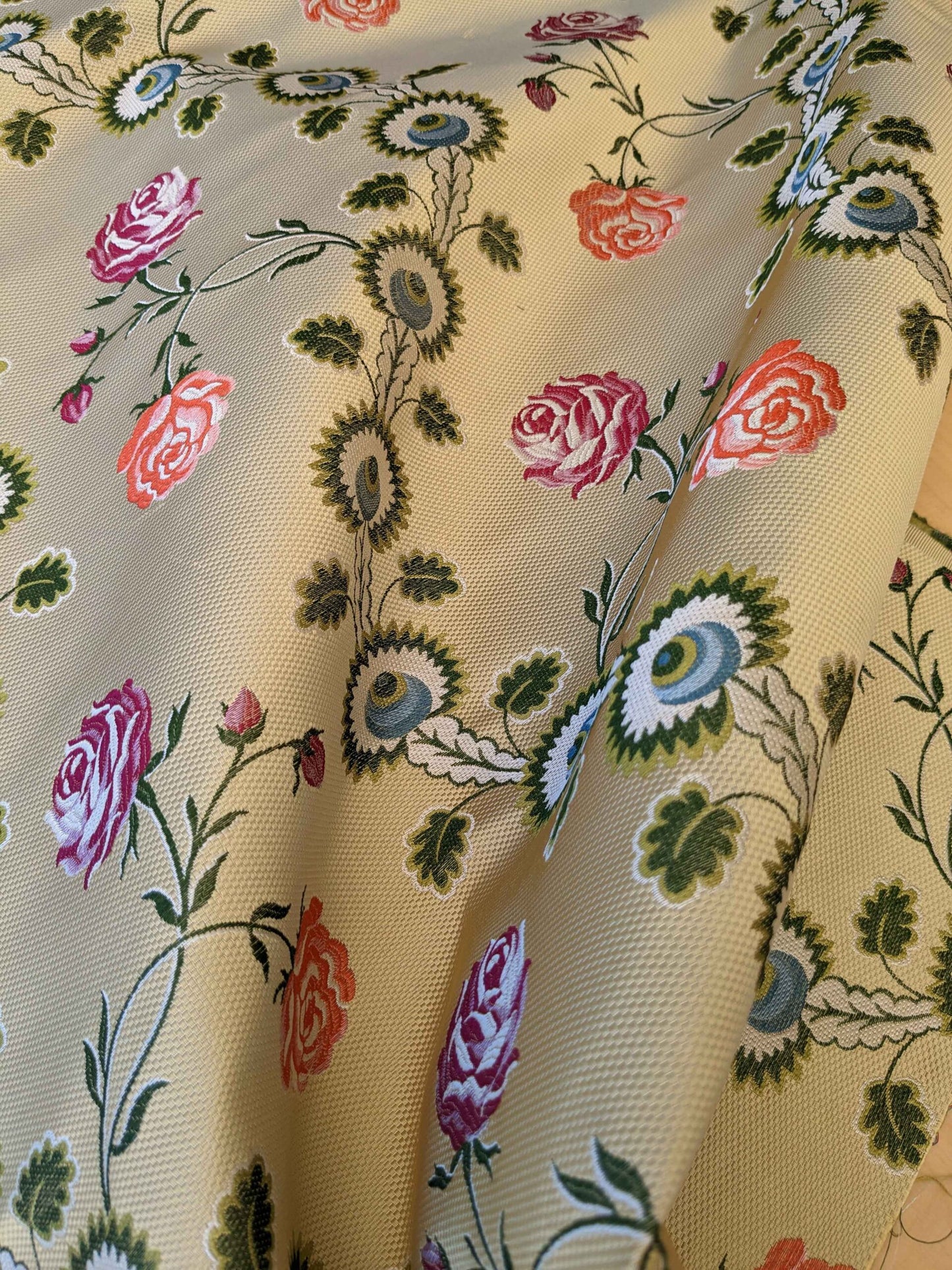 Tassinari and Chatel Rose Du Roi Or Pale Silk Floral Botanical Tree Foliage Stripe 51"Width x 45" Length