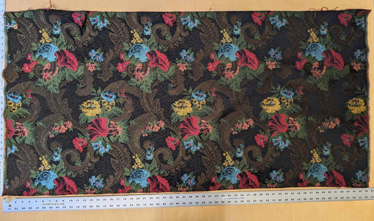 Scalamandre Botanical Floral Tree Foliage Black Brown Red Blue Large Pattern 56.5"Width x 28" Length