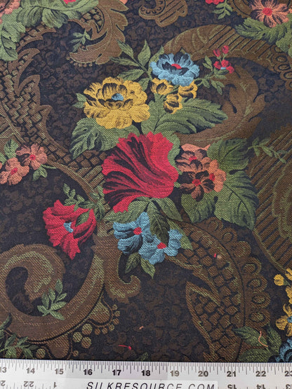 Scalamandre Botanical Floral Tree Foliage Black Brown Red Blue Large Pattern 56.5"Width x 28" Length