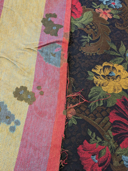 Scalamandre Botanical Floral Tree Foliage Black Brown Red Blue Large Pattern 56.5"Width x 28" Length