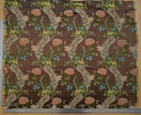 Scalamandre Mont Blanc Silk Lampas Green Gold Blue On Hazelnut Bro 56″Width x 46″ Length